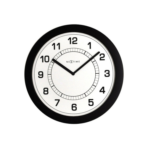 NeXtime Nextime Super Slim - klocka - kvarts - väggmonterbar - 28 cm - vit - ram: svart