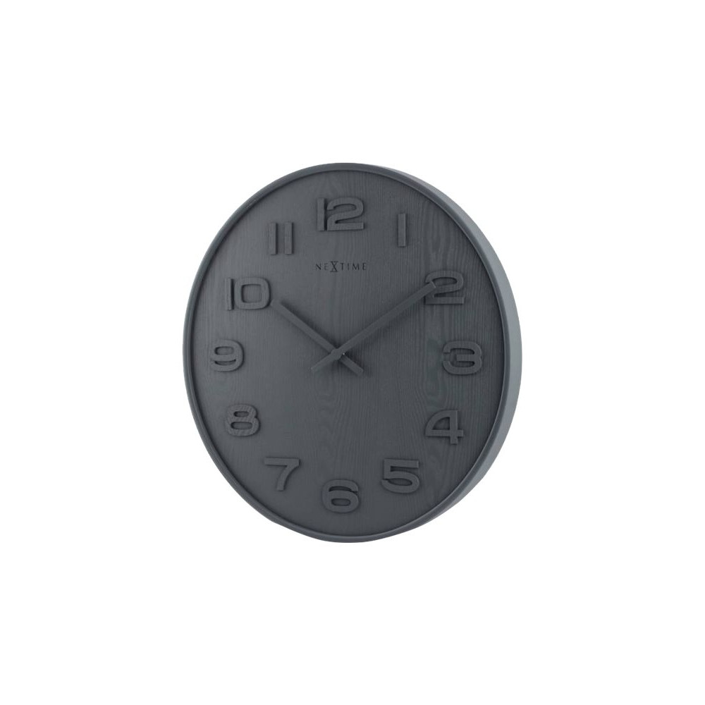 Produktbild för Nextime Wood Wood Medium - klocka - kvarts - väggmonterbar - 35 cm - grå