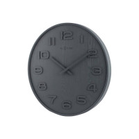 Produktbild för Nextime Wood Wood Medium - klocka - kvarts - väggmonterbar - 35 cm - grå