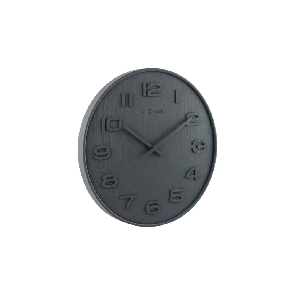 Produktbild för Nextime Wood Wood Medium - klocka - kvarts - väggmonterbar - 35 cm - grå