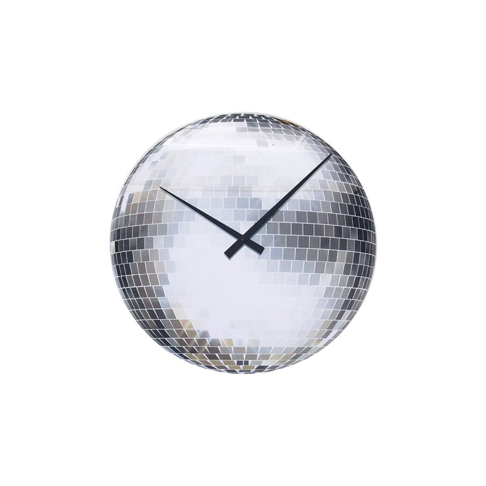 Produktbild för Nextime Little Disco - klocka - kvarts - skrivbord, väggmonterbar - 20 cm - tindrande silver