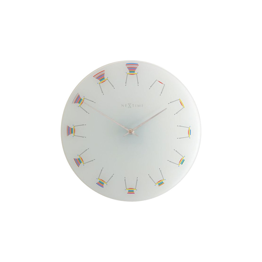 Produktbild för Nextime Chair - klocka - kvarts - väggmonterbar - 30 cm - vit