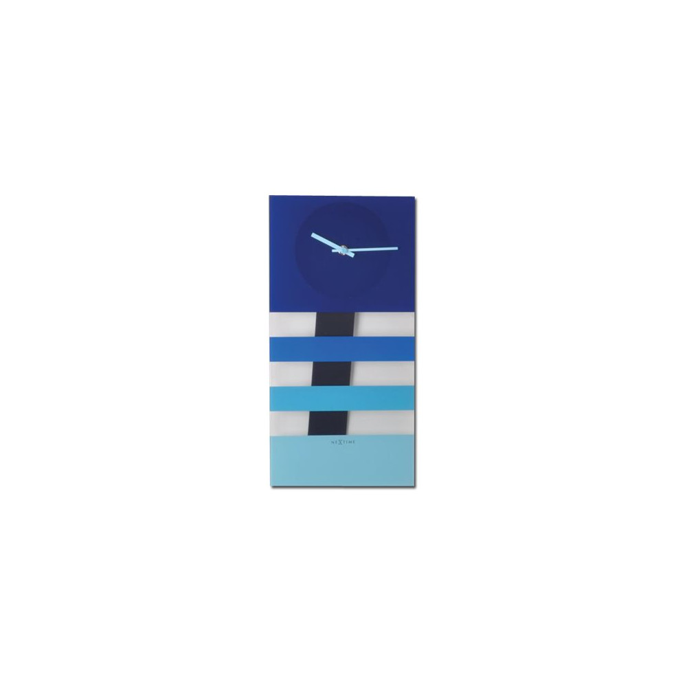 Produktbild för Nextime Bold Stripes - klocka - rektangulär - kvarts - väggmonterbar - 19 x 38 cm - blå