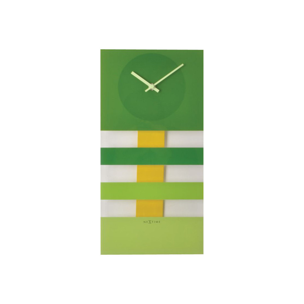 Produktbild för Nextime Bold Stripes - klocka - rektangulär - kvarts - väggmonterbar - 19 x 38 cm - grön