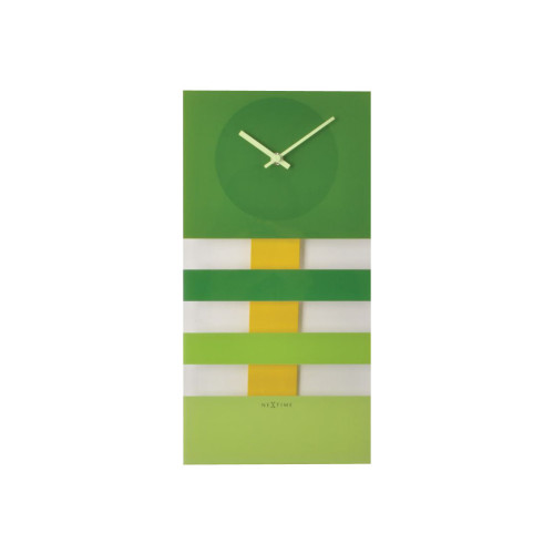 NeXtime Nextime Bold Stripes - klocka - rektangulär - kvarts - väggmonterbar - 19 x 38 cm - grön