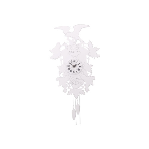 NeXtime Nextime Cuckoo Weeble - klocka - kvarts - väggmonterbar - 21 x 41 cm - vit