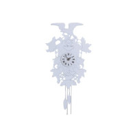 Produktbild för Nextime Cuckoo Weeble - klocka - kvarts - väggmonterbar - 21 x 41 cm - vit