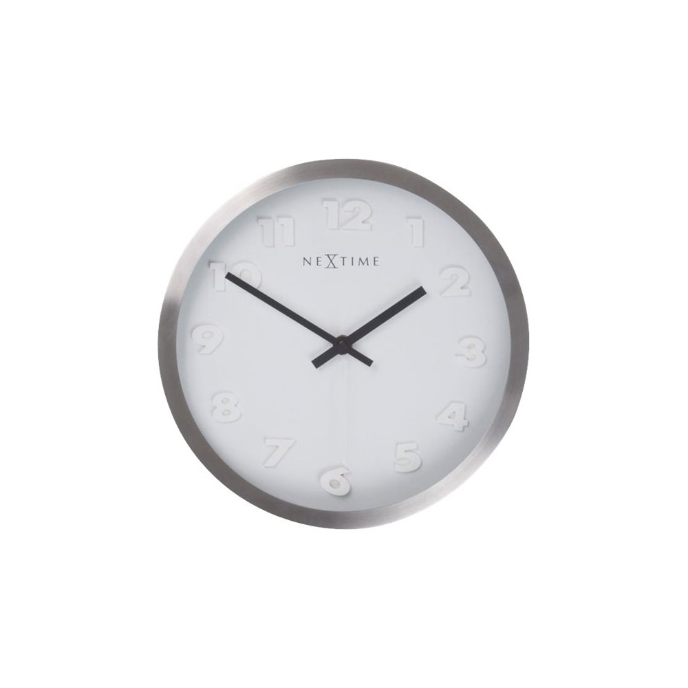 Produktbild för Nextime Paniki - klocka - kvarts - väggmonterbar - 34 cm - vit