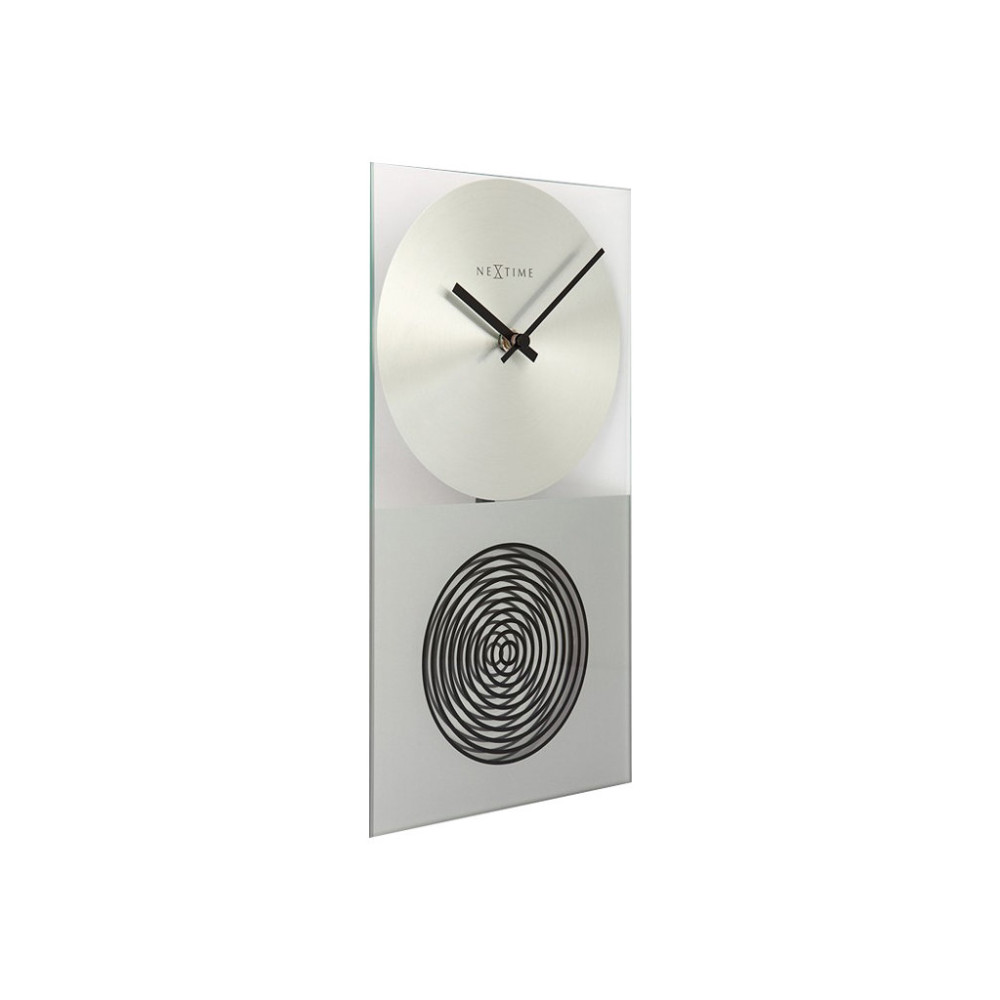 Produktbild för Nextime OP - klocka - rektangulär - kvarts - väggmonterbar - 16.5 x 30.2 cm - silver