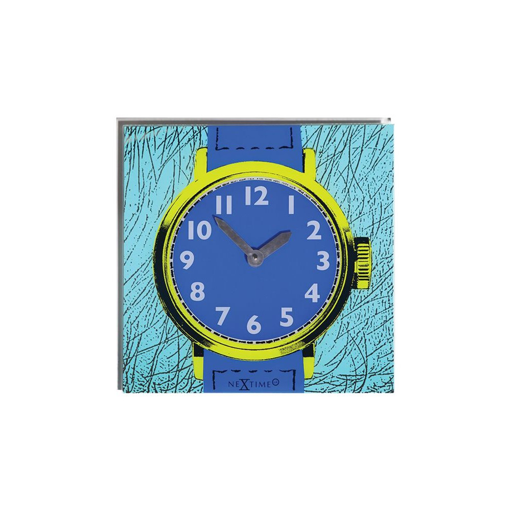 Produktbild för Nextime Watch One - klocka - kvadrat - kvarts - väggmonterbar - 43 x 43 cm - blå