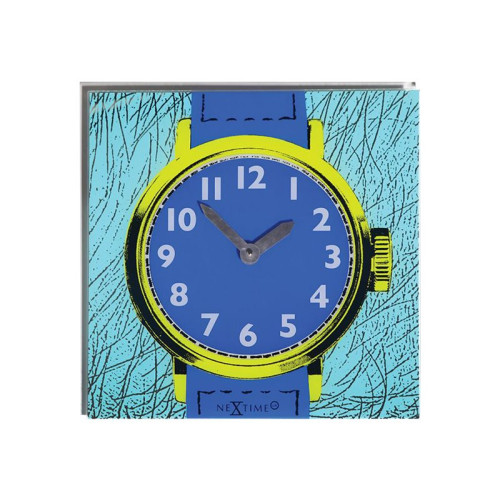 NeXtime Nextime Watch One - klocka - kvadrat - kvarts - väggmonterbar - 43 x 43 cm - blå