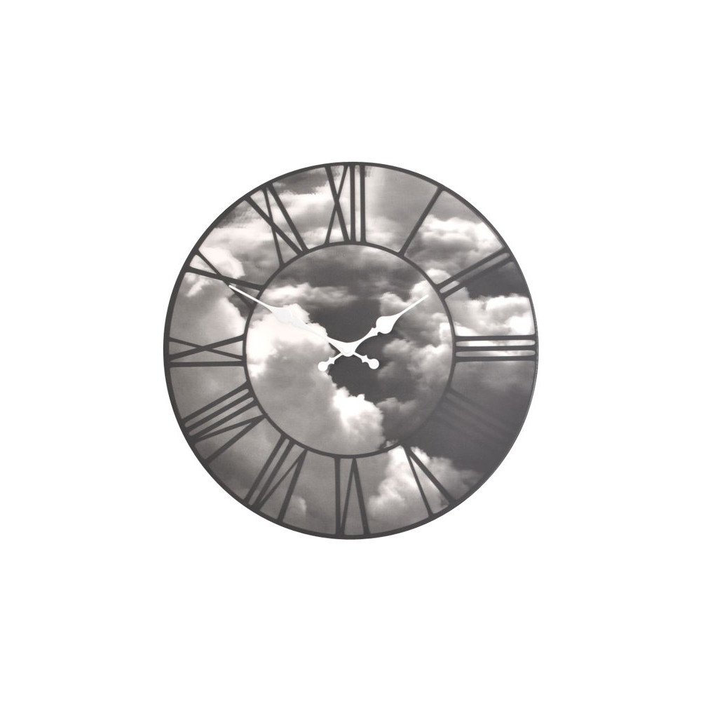 Produktbild för Nextime Clouds - klocka - kvarts - väggmonterbar - 39 cm - svart