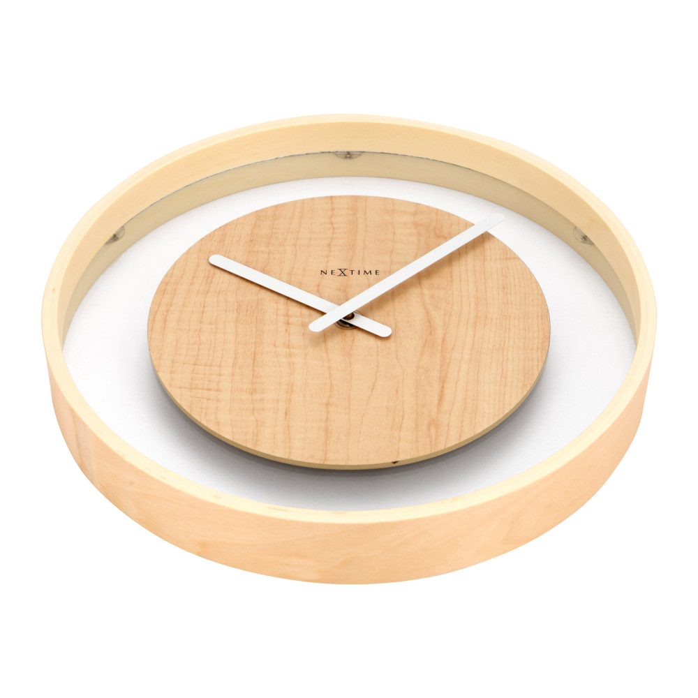 Produktbild för Nextime Wood Loop - klocka - kvarts - väggmonterbar - 30 cm - transparent