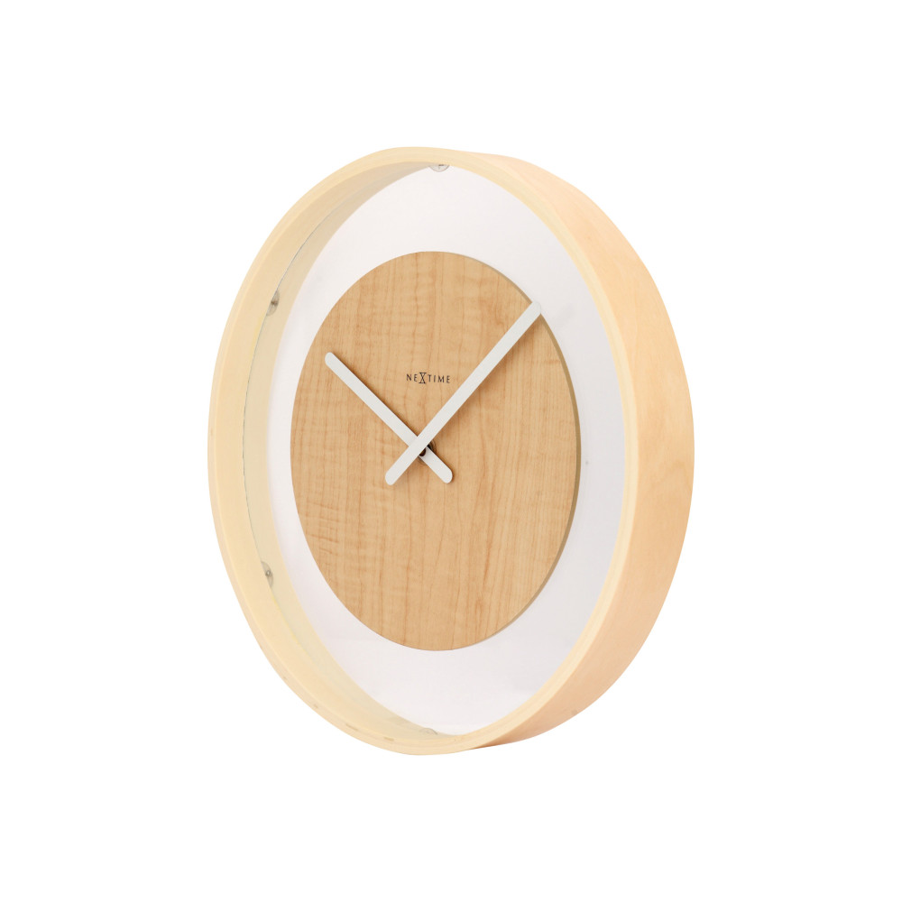 Produktbild för Nextime Wood Loop - klocka - kvarts - väggmonterbar - 30 cm - transparent