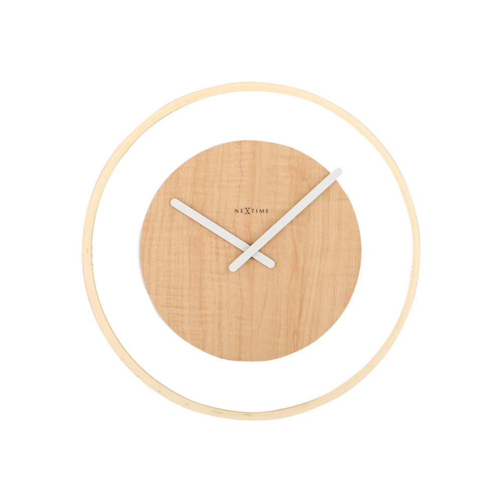 Produktbild för Nextime Wood Loop - klocka - kvarts - väggmonterbar - 30 cm - transparent