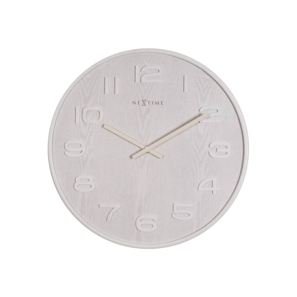 Produktbild för Nextime Wood Wood Medium - klocka - kvarts - väggmonterbar - 35 cm - vit