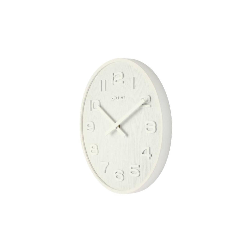 Produktbild för Nextime Wood Wood Medium - klocka - kvarts - väggmonterbar - 35 cm - vit