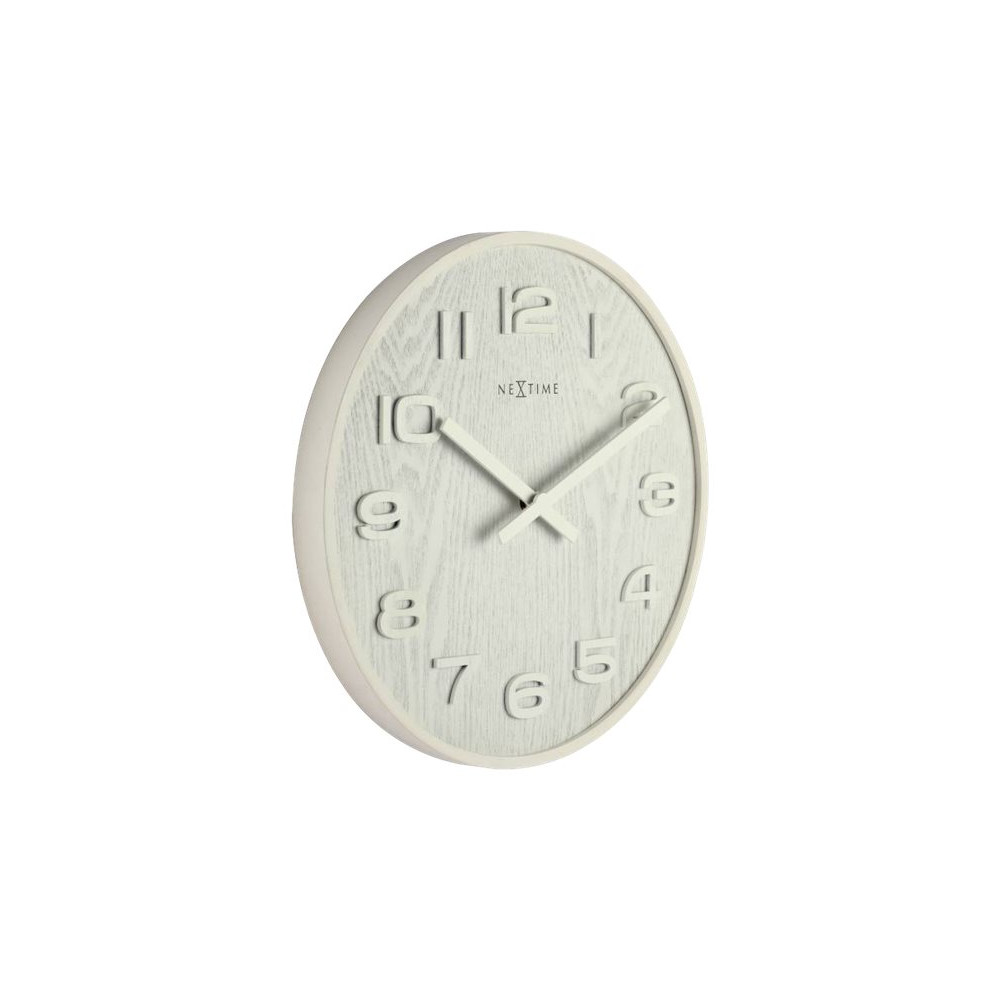 Produktbild för Nextime Wood Wood Medium - klocka - kvarts - väggmonterbar - 35 cm - vit