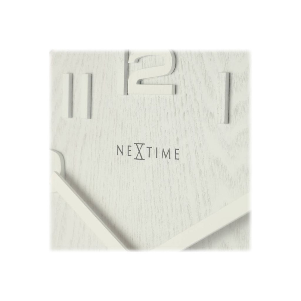 Produktbild för Nextime Wood Wood Medium - klocka - kvarts - väggmonterbar - 35 cm - vit