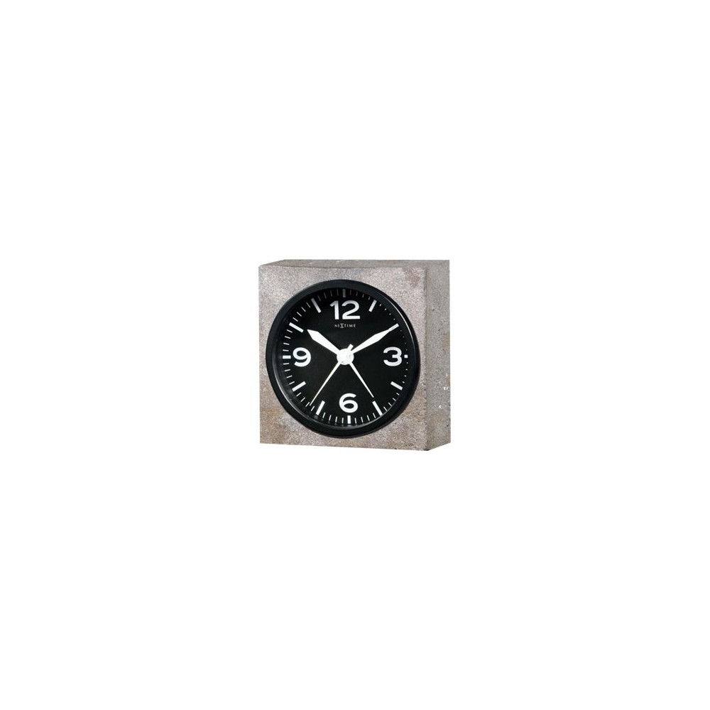 Produktbild för Nextime Real Time Heavy Metal - klocka - kvadrat - kvarts - skrivbord - 9.5 x 9.5 cm