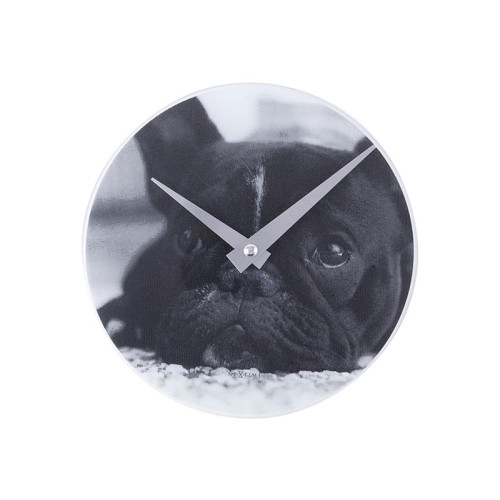 NeXtime Nextime Little Dog - klocka - kvarts - skrivbord, väggmonterbar - 20 cm - vit, fransk bulldogg