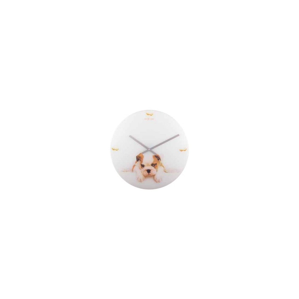 Produktbild för Nextime Puppy - klocka - kvarts - väggmonterbar - 43 cm - vit