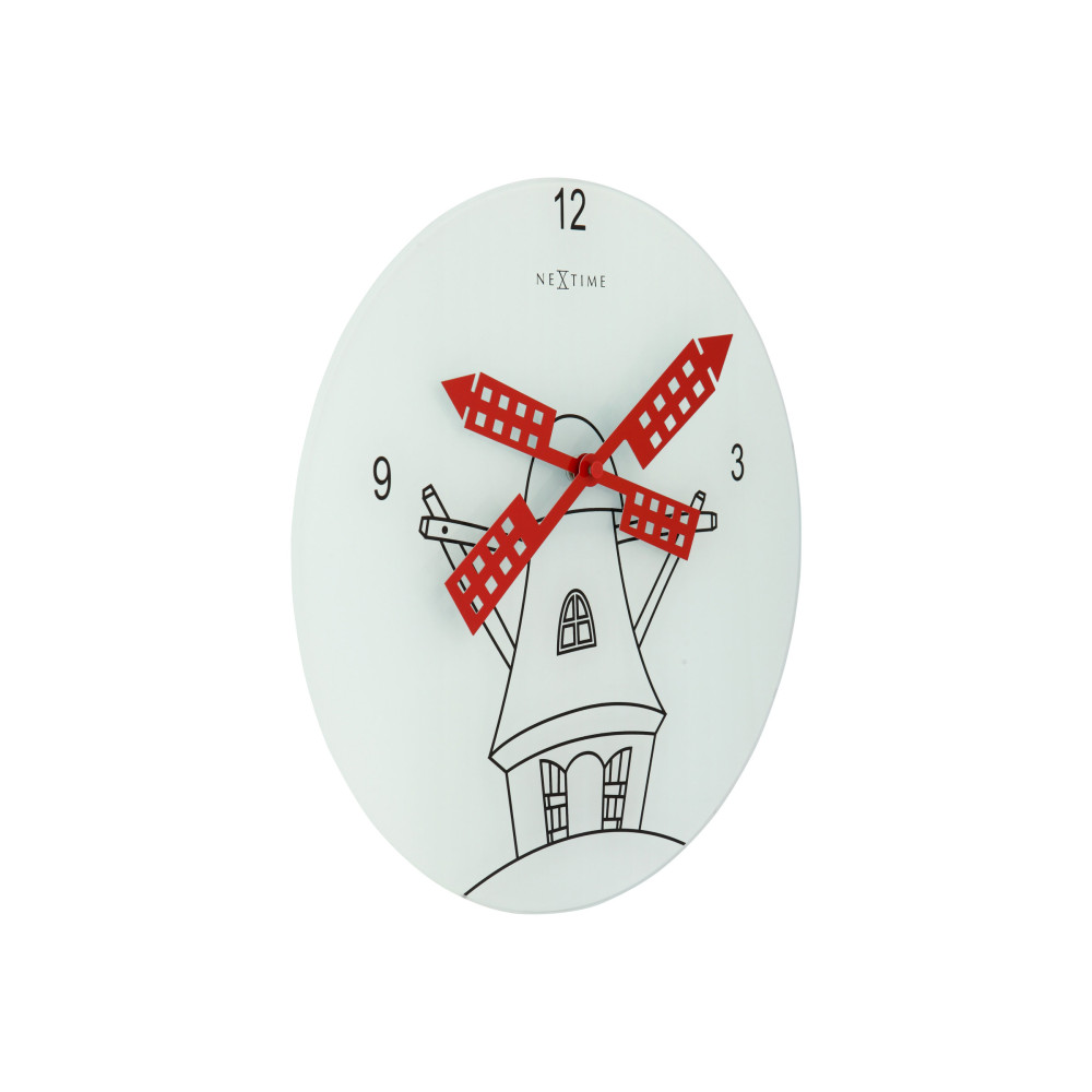 Produktbild för Nextime Windmill - klocka - kvarts - väggmonterbar - 30 cm - svart