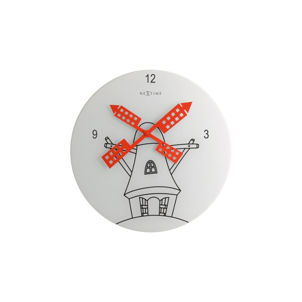 Produktbild för Nextime Windmill - klocka - kvarts - väggmonterbar - 30 cm - svart