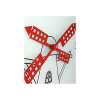 Produktbild för Nextime Windmill - klocka - kvarts - väggmonterbar - 30 cm - svart