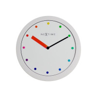 Produktbild för Nextime Colour Change - klocka - kvarts - väggmonterbar - 28 cm - vit