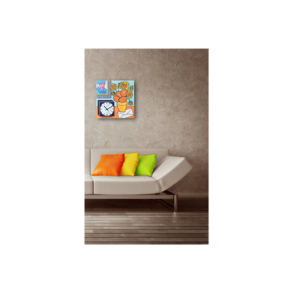 Produktbild för Nextime Go van Go - klocka - kvadrat - kvarts - väggmonterbar - 43 x 43 cm