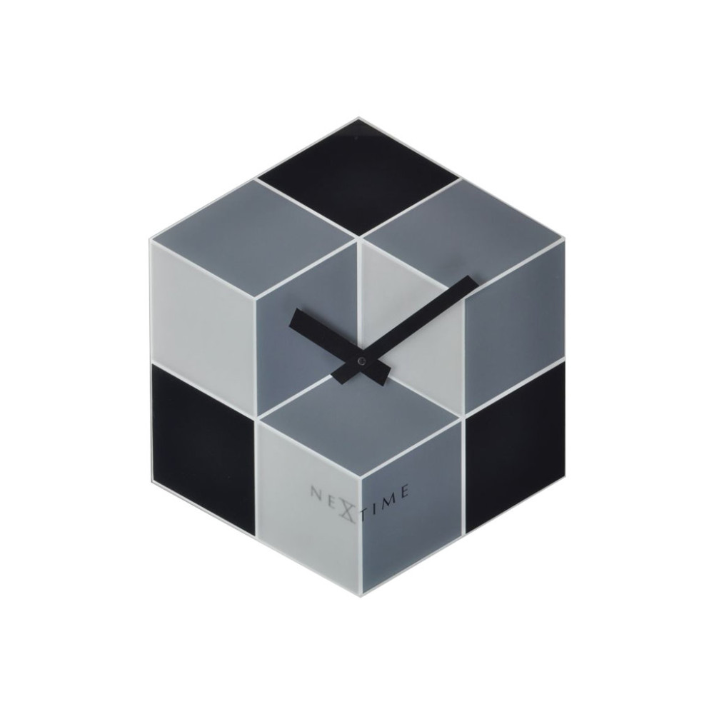 Produktbild för Nextime Cubic - klocka - hexagonal - kvarts - väggmonterbar - 37.5 x 43 cm - grå