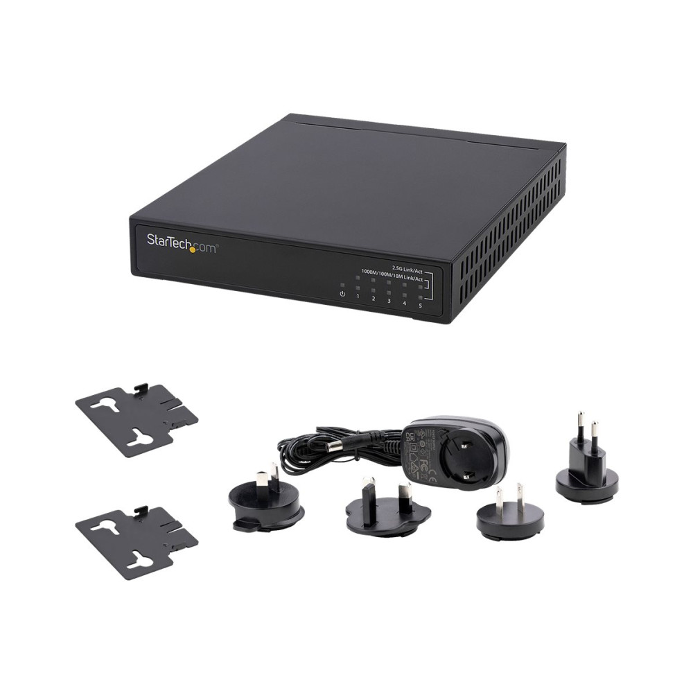 Produktbild för StarTech.com Ohanterad 2.5G-switch - Gigabit-switch med 5 portar - 2,5GBASE-T Ethernet-switch utan förvaltning - Ethernet-splitter - DIN-skena eller väggmontering - Multi-Gigabit - Auto-MDIX - 9K Jumbo - switch - 5 portar - ohanterad