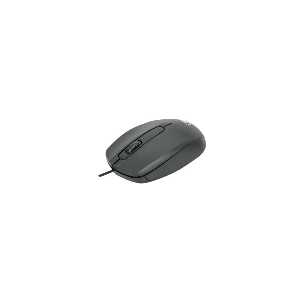 Produktbild för Manhattan Comfort II USB Wired Mouse, Black, 1000dpi, USB-A, Optical, Ambidextrous, Portable/Compact, Three Button with Scroll Wheel, Three Year Warranty, Retail Box - mus - USB - svart