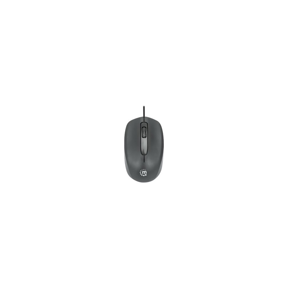 Produktbild för Manhattan Comfort II USB Wired Mouse, Black, 1000dpi, USB-A, Optical, Ambidextrous, Portable/Compact, Three Button with Scroll Wheel, Three Year Warranty, Retail Box - mus - USB - svart