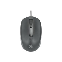 Produktbild för Manhattan Comfort II USB Wired Mouse, Black, 1000dpi, USB-A, Optical, Ambidextrous, Portable/Compact, Three Button with Scroll Wheel, Three Year Warranty, Retail Box - mus - USB - svart