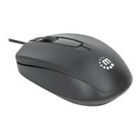 Produktbild för Manhattan Comfort II USB Wired Mouse, Black, 1000dpi, USB-A, Optical, Ambidextrous, Portable/Compact, Three Button with Scroll Wheel, Three Year Warranty, Retail Box - mus - USB - svart