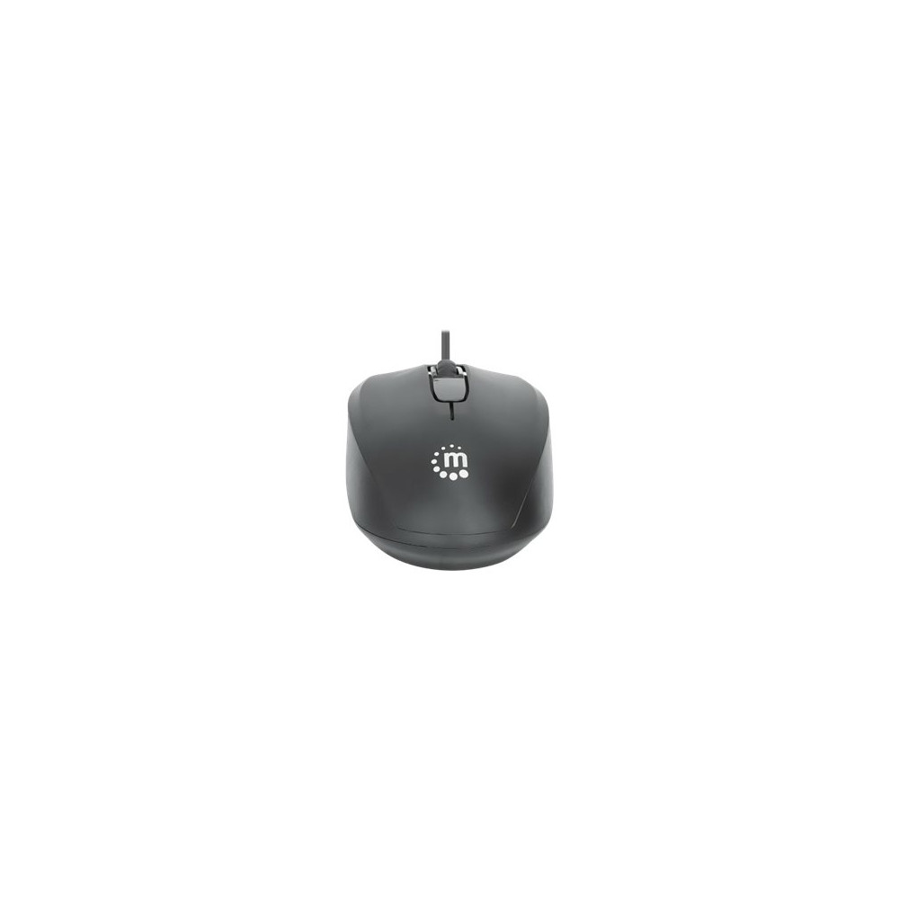Produktbild för Manhattan Comfort II USB Wired Mouse, Black, 1000dpi, USB-A, Optical, Ambidextrous, Portable/Compact, Three Button with Scroll Wheel, Three Year Warranty, Retail Box - mus - USB - svart