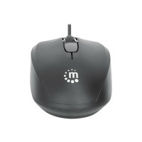 Produktbild för Manhattan Comfort II USB Wired Mouse, Black, 1000dpi, USB-A, Optical, Ambidextrous, Portable/Compact, Three Button with Scroll Wheel, Three Year Warranty, Retail Box - mus - USB - svart