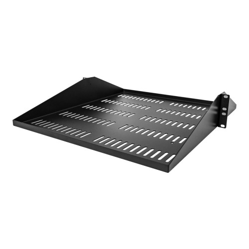 StarTech.com StarTech.com 2U-serverrackhylla, centermonterad, universell, ventilerad och fribärande serverhylla med rackfäste för 19-tums nätverksutrustningsrack, kraftigt stål, 90,7 kg kapacitet, 20-tums djup, svart - hylla för rack - 2U