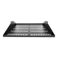 Produktbild för StarTech.com 2U-serverrackhylla, centermonterad, universell, ventilerad och fribärande serverhylla med rackfäste för 19-tums nätverksutrustningsrack, kraftigt stål, 90,7 kg kapacitet, 20-tums djup, svart - hylla för rack - 2U