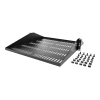 Produktbild för StarTech.com 2U-serverrackhylla, centermonterad, universell, ventilerad och fribärande serverhylla med rackfäste för 19-tums nätverksutrustningsrack, kraftigt stål, 90,7 kg kapacitet, 20-tums djup, svart - hylla för rack - 2U