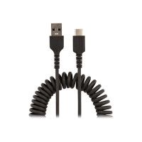 Produktbild för StarTech 1 m USB-A till C-laddningskabel, kraftig spiralkabel för snabb laddning och synkronisering, USB 2.0 A till USB Type-C-kabel av hög kvalitet, robust aramidfiber, slitstark hane till hane USB-kabel - USB typ C-kabel - USB till USB-C - 1 m