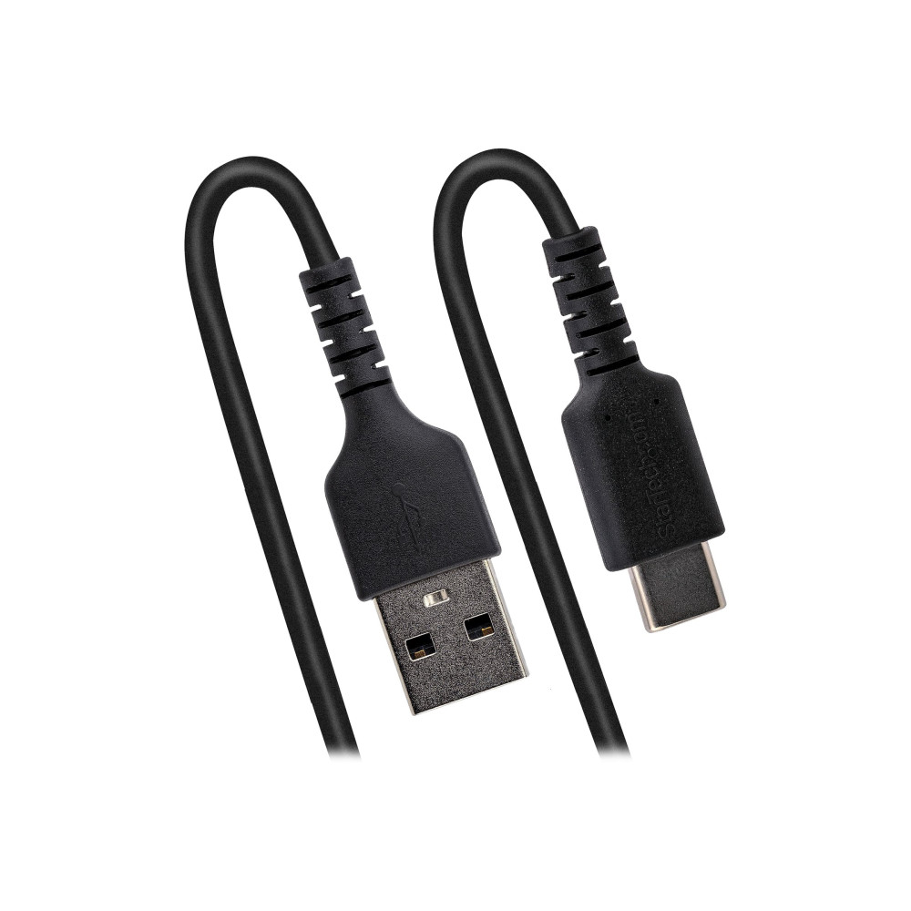 Produktbild för StarTech 1 m USB-A till C-laddningskabel, kraftig spiralkabel för snabb laddning och synkronisering, USB 2.0 A till USB Type-C-kabel av hög kvalitet, robust aramidfiber, slitstark hane till hane USB-kabel - USB typ C-kabel - USB till USB-C - 1 m