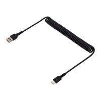 Produktbild för StarTech 1 m USB-A till C-laddningskabel, kraftig spiralkabel för snabb laddning och synkronisering, USB 2.0 A till USB Type-C-kabel av hög kvalitet, robust aramidfiber, slitstark hane till hane USB-kabel - USB typ C-kabel - USB till USB-C - 1 m