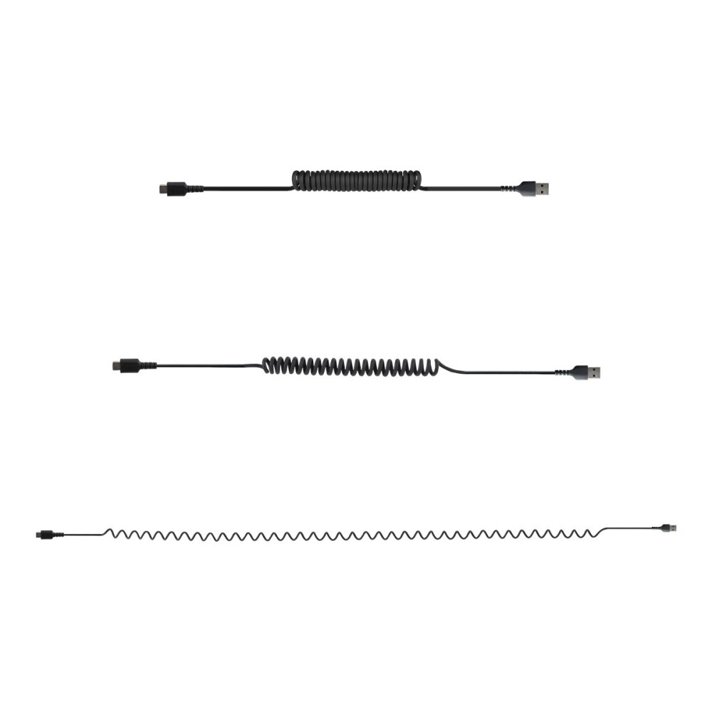 Produktbild för StarTech 1 m USB-A till C-laddningskabel, kraftig spiralkabel för snabb laddning och synkronisering, USB 2.0 A till USB Type-C-kabel av hög kvalitet, robust aramidfiber, slitstark hane till hane USB-kabel - USB typ C-kabel - USB till USB-C - 1 m
