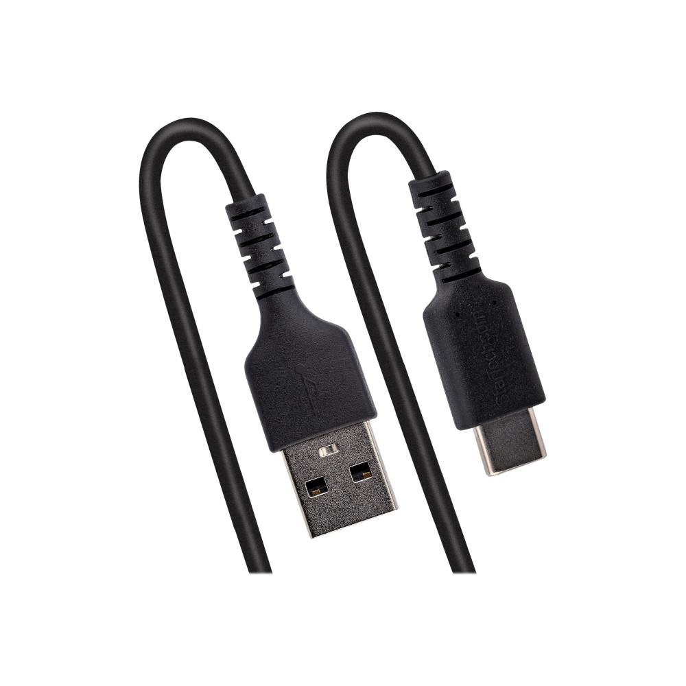 Produktbild för StarTech 1 m USB-A till C-laddningskabel, kraftig spiralkabel för snabb laddning och synkronisering, USB 2.0 A till USB Type-C-kabel av hög kvalitet, robust aramidfiber, slitstark hane till hane USB-kabel - USB typ C-kabel - USB till USB-C - 1 m