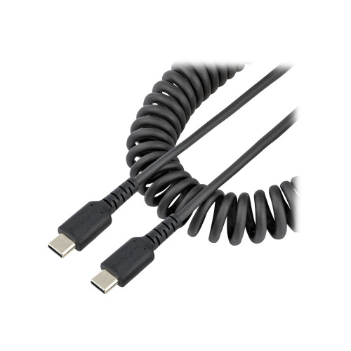 StarTech.com StarTech 50 cm USB C-laddningskabel, kraftig USB-C-spiralkabel för snabb laddning och synkronisering, USB 2.0 Type-C-kabel, robust aramidfiber, slitstark hane till hane USB-kabel, svart - USB typ C-kabel - USB-C till USB-C - 50 cm