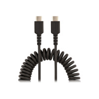 Produktbild för StarTech 50 cm USB C-laddningskabel, kraftig USB-C-spiralkabel för snabb laddning och synkronisering, USB 2.0 Type-C-kabel, robust aramidfiber, slitstark hane till hane USB-kabel, svart - USB typ C-kabel - USB-C till USB-C - 50 cm
