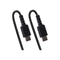 Produktbild för StarTech 50 cm USB C-laddningskabel, kraftig USB-C-spiralkabel för snabb laddning och synkronisering, USB 2.0 Type-C-kabel, robust aramidfiber, slitstark hane till hane USB-kabel, svart - USB typ C-kabel - USB-C till USB-C - 50 cm